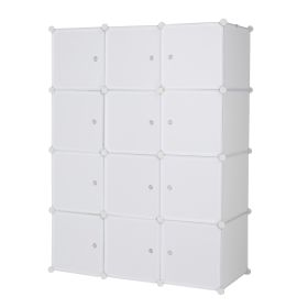 12 Cube Organizer Stackable Plastic Cube Storage Shelves Design Multifunctional Modular Closet Cabinet with Hanging Rod RT