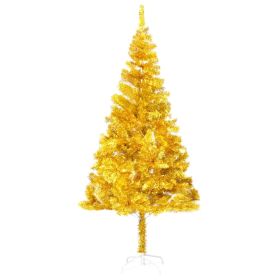 Artificial Christmas Tree with Stand Gold 7 ft PET