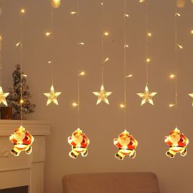 LED Christmas Curtain Light Window Room Ornamental Festoon Lamp (Option: Santa Claus Star Style-EU)