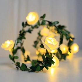 Led Rattan Lighting Chain Rose Leaf Copper Wire Diy Garland (Option: Rose 2 M 10 Lights)